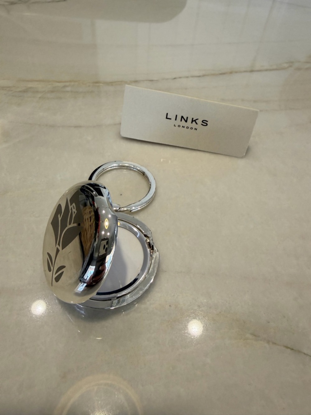 Links of London Silver Lancôme Keyring with Lancôme compact mirrors.